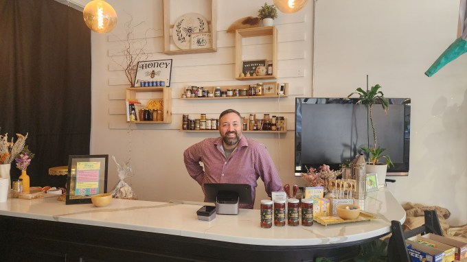 Honey House co-founder Nick Hoefly at the store on Thursday afternoon after appearing on the Kelly Clarkson Show. Photo: Shane O'Brien